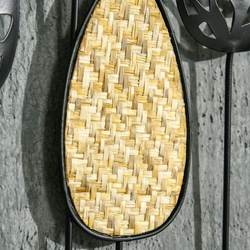 HOMCOM Decoração de Parede de Metal 3D Folhas de Abeto Arte de Parede Suspensa 40x60cm Preto e Amarelo