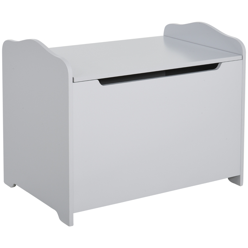 HOMCOM Caixa de Armazenamento de Madeira para Brinquedos Baú Organizador para Crianças acima de 3 Anos com Tampa para Livros Roupas 60x40x48cm Cinza