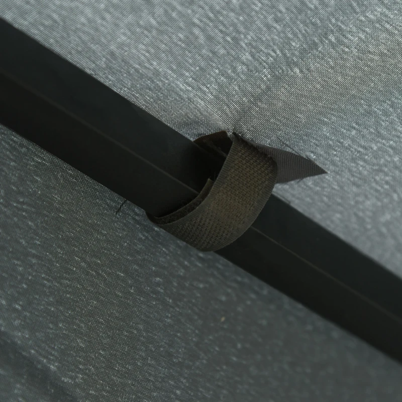 Outsunny Pérgola de Jardim 3x3 Pérgola com 4 Cortinas Laterais Removíveis com Zíper 8 Orifícios de Drenagem e Duplo Teto Cinza Escuro