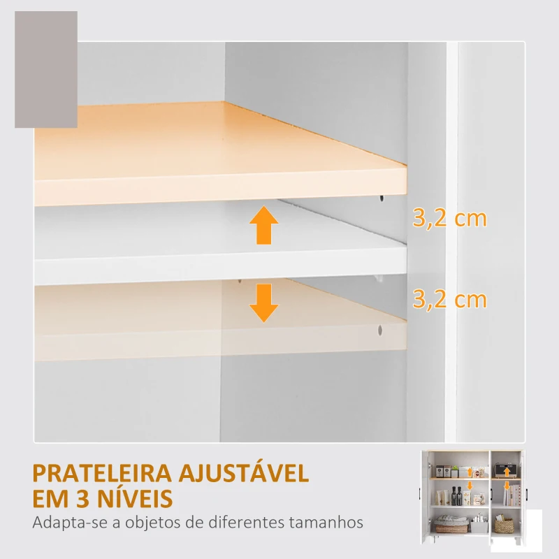 HOMCOM Aparador para Sala de Estar Móvel Buffet com 3 Portas e Prateleiras Ajustáveis 90x30x90 cm Branco e Madeira
