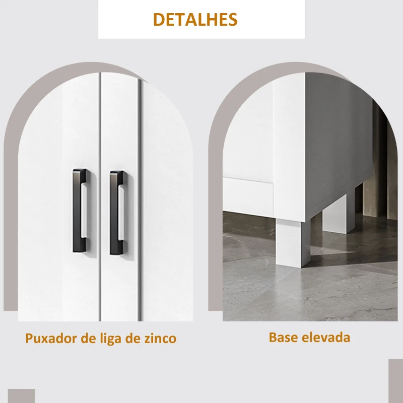 HOMCOM Aparador para Sala de Estar Móvel Buffet com 3 Portas e Prateleiras Ajustáveis 90x30x90 cm Branco e Madeira
