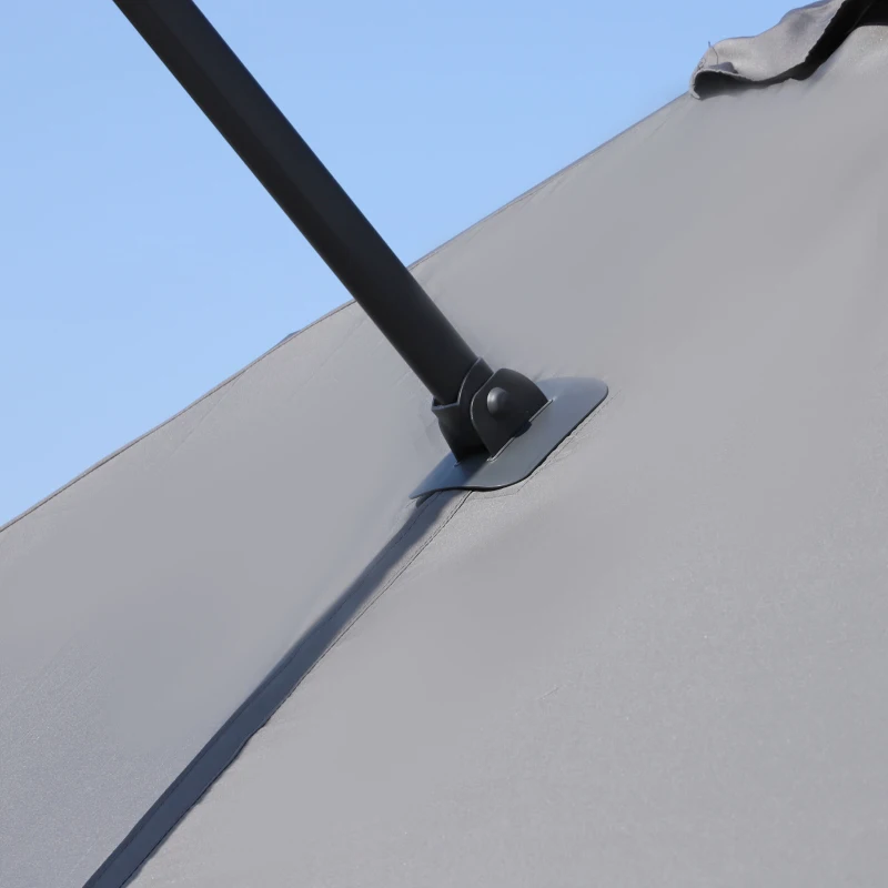 HOMCOM Chapéu de Sol de Jardim 245x245x248cm Chapéu de Sol Excêntrico com Rotação 360° Inclinação de 5 Níveis com Manivela e Ventilação para Pátio Terraço Cinza