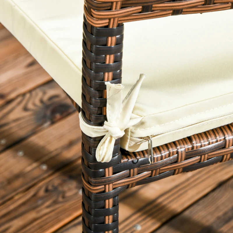 Outsunny Conjunto de Jardim Refeição de Vime Sintético com 5 Peças Mesa com Bancada de Vidro e 4 Cadeiras Marrom