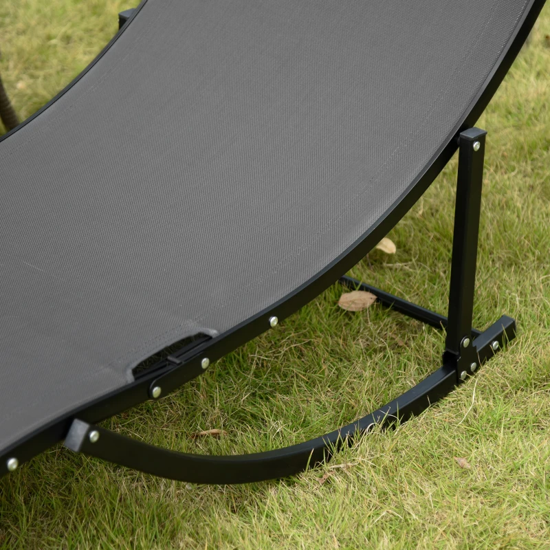 Outsunny Conjunto 2 Espreguiçadeiras Ergonômicas Dobráveis em Forma de S com Estrutura de Alumínio Textilene para Piscina Pátio Jardim e Varanda 165x61x63cm Cinza
