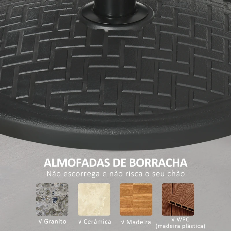 Outsunny Base para Chapéu de Sol de Cimento Suporte para Chapéu de Sol de 14 kg para Mastros de Ø32-38 mm Ø46x34 cm Preto