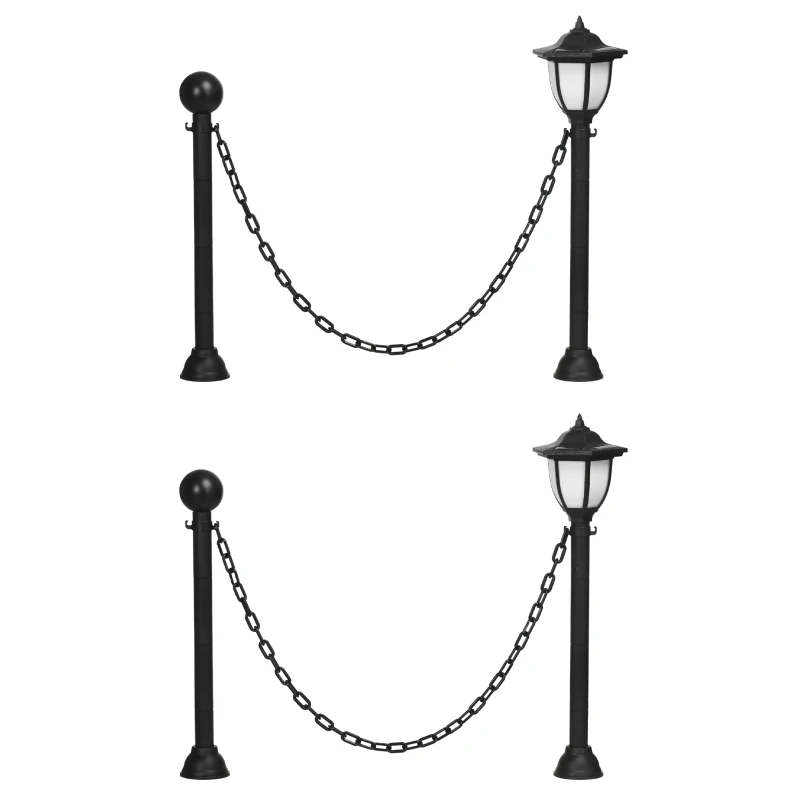 Outsunny Conjunto de Candeeiros Solar Candeeiros LED com Energia Solar Impermeabilidade IP65 Sensor de Noite  314x14x60 cm Preto