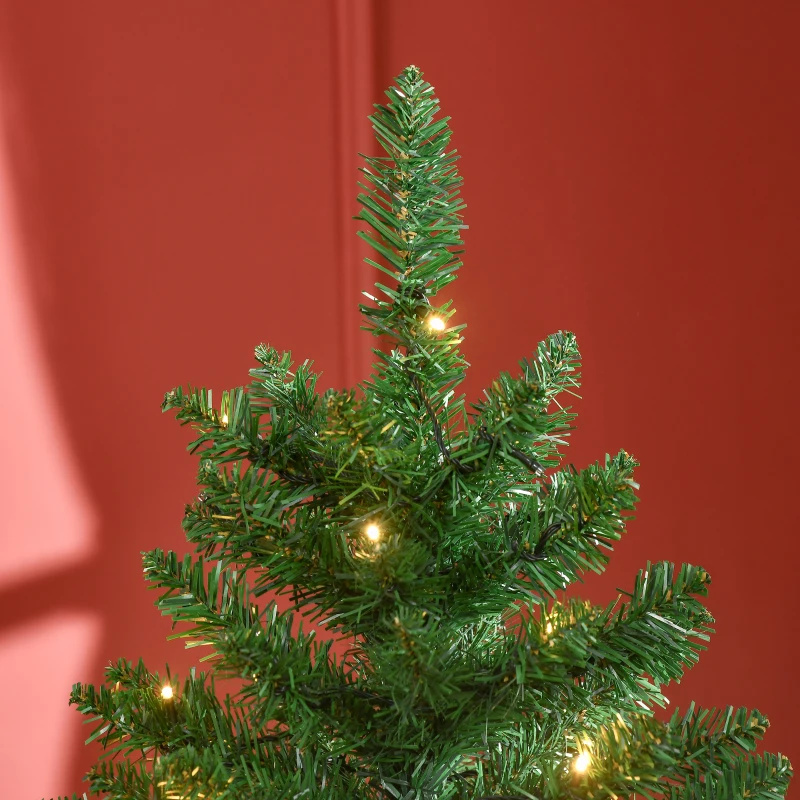 HOMCOM Árvore de Natal Artificial Ignífugo com 502 Ramos 150 Luzes LED IPX2 8 Modos Folhas de PVC Base Dobrável e Suporte Metálico Verde