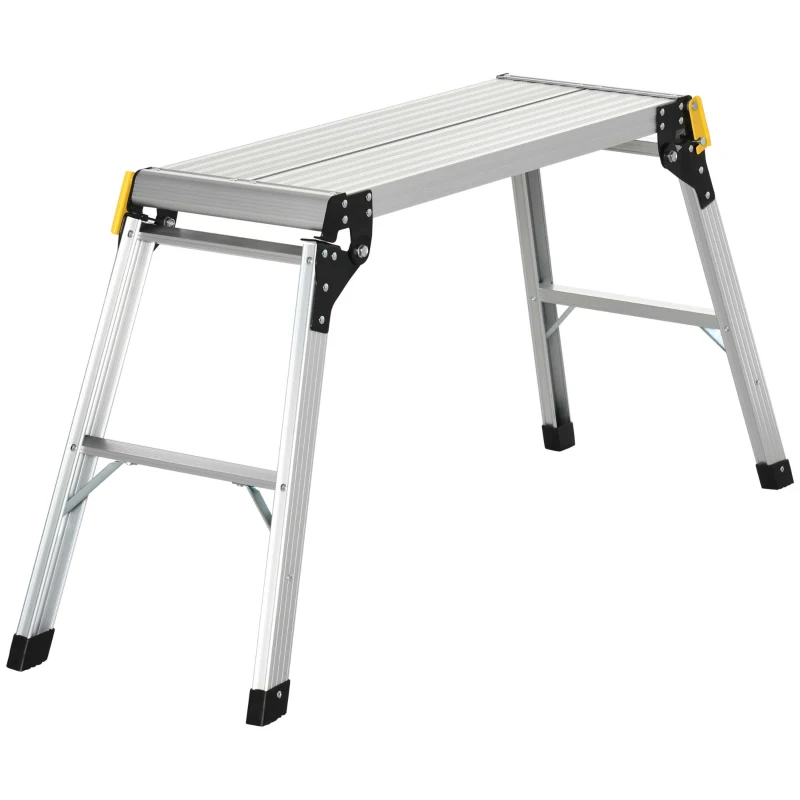 DURHAND Plataforma de Trabalho de Liga de Alumínio Plataforma de Trabalho Dobrável com Base Antiderrapante 128x41x60cm Prata