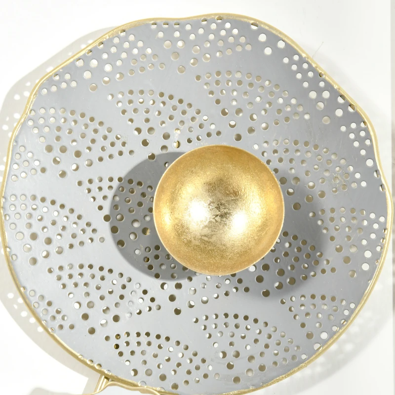 HOMCOM Decoração de Parede de Metal de Folhas de Lótus 3D Arte de Parede Suspensa para Sala de Estar Escritório 50x80cm Multicor