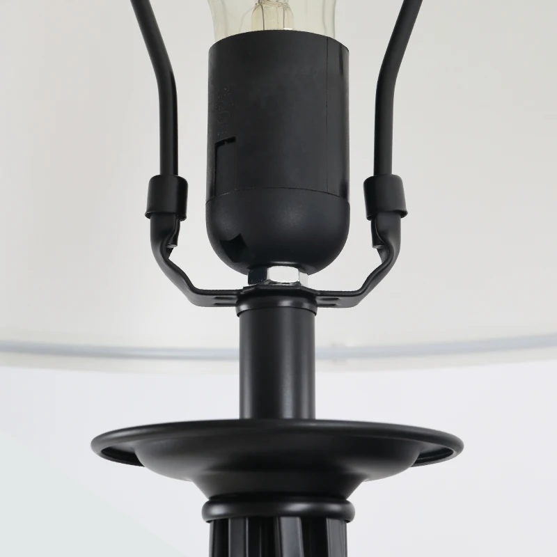 HOMCOM Conjunto de 2 Candeeiros de Mesa e Candeeiro de Pé com Ecrã de Tecido E27 Máx. 40W IP20 Ø38x158 cm e Ø30x62 cm Branco