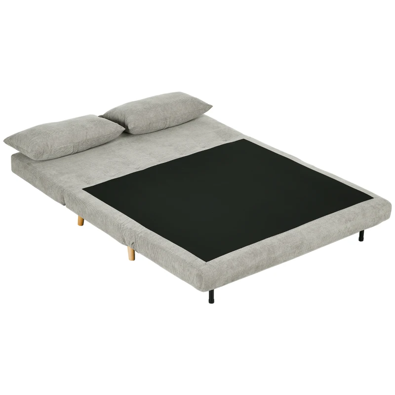 HOMCOM Schlafsofa, Gästebett, 3-fach verstellbare Rückenlehne, Leinenoptik, bis 120 kg, 141 x 90 x 81 cm, Grau(m-10)