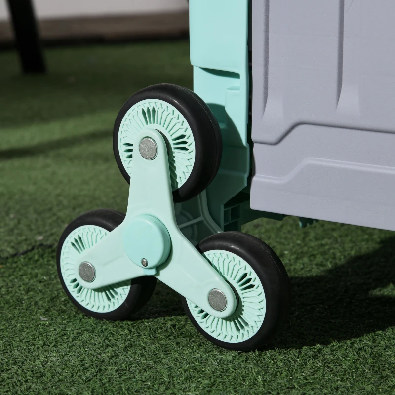 HOMCOM Winkelwagen Winkeltrolley, Trapklimmer, Opvouwbaar, Telescoopgreep, tot max. 65 Kg Belastbaar, Groen