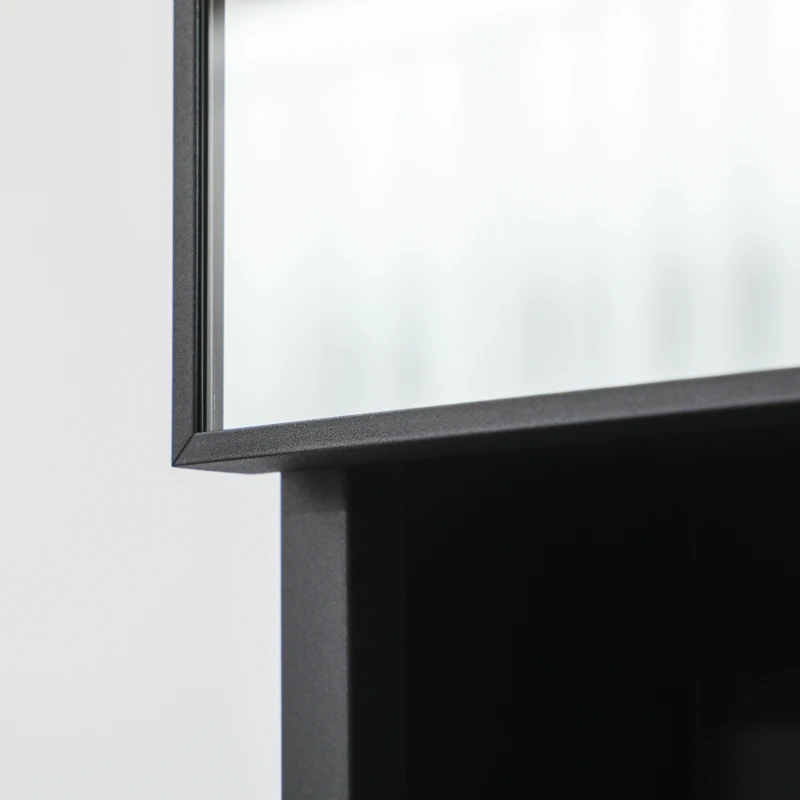 kleankin Spiegelkast, Badkamerkast, 3 Niveaus, Roestvrij Staal, 59,7x13,3x69,9cm, Zwart