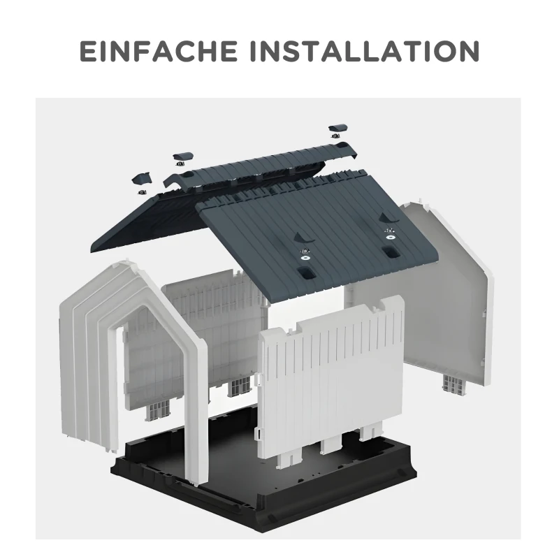 PawHut Hondenhok, Weerbestendig, Venster & Deur, voor Kleine Honden tot 10kg/40cm Lengte, 62x61x60cm, Grijs/Wit