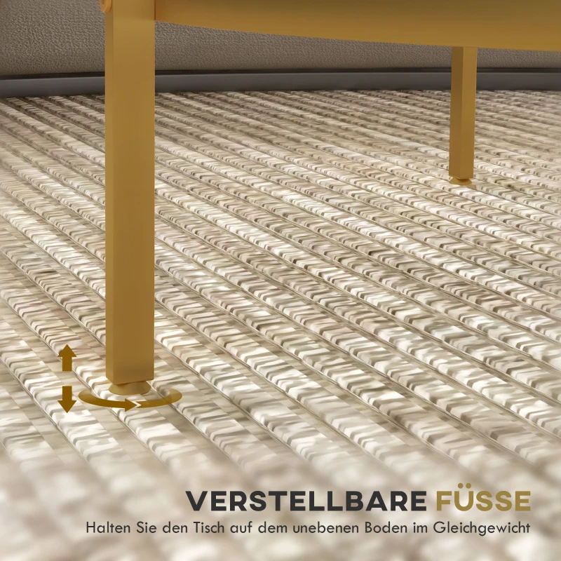 HOMCOM Stolik pomocniczy, nowoczesne wzornictwo, 2 poziomy, Ø60x43H cm, odcień złota