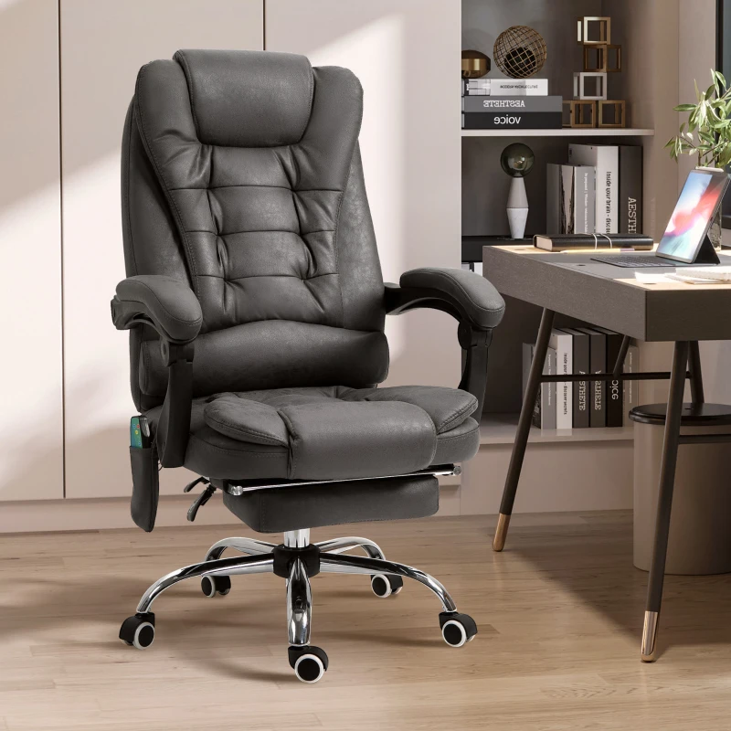 Vinsetto Bureaustoel met Massage, Stoel met Vibratiemassage, 65cm, Grijs(m-2)
