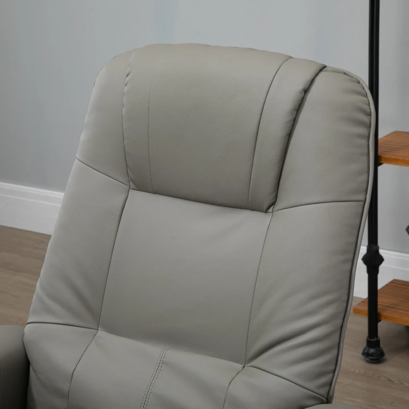 HOMCOM Relaxstoel Televisiestoel Ligstoel Kunstleder 360° Draaistoel 145° Kantelbaar Grijs 78 x 87 x 100 cm(m-7)