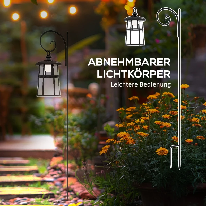 Outsunny Lampa ogrodowa solarna, 6000K 30lm, 16,5x21,5x122cm, Czarna