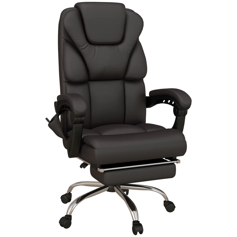 Vinsetto Ergonomische Bureaustoel met Massage en Ligfunctie, 63x57x118, Bruin