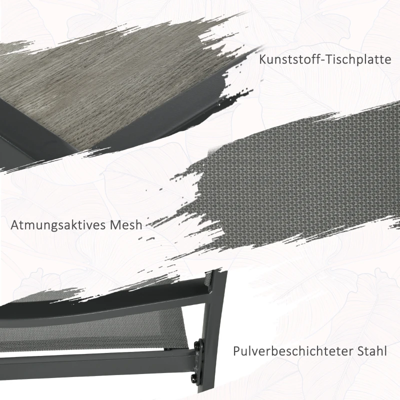 Outsunny Tuinmeubelset, tuinset, 1 tafel, 4 stoelen, 150 x 87 x 72 cm, Grijs