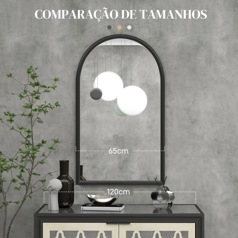 HOMCOM Espelho de Parede 65x110 cm Espelho de Entrada com Estrutura de Madeira em Forma de Janela Espelho Decorativo Preto