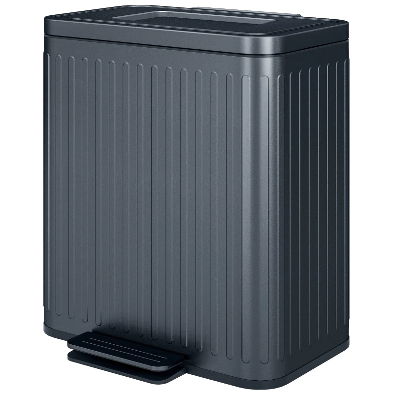 HOMCOM 40L Dual Compartment Rubbish Bin, with Soft-Close Lid - Black