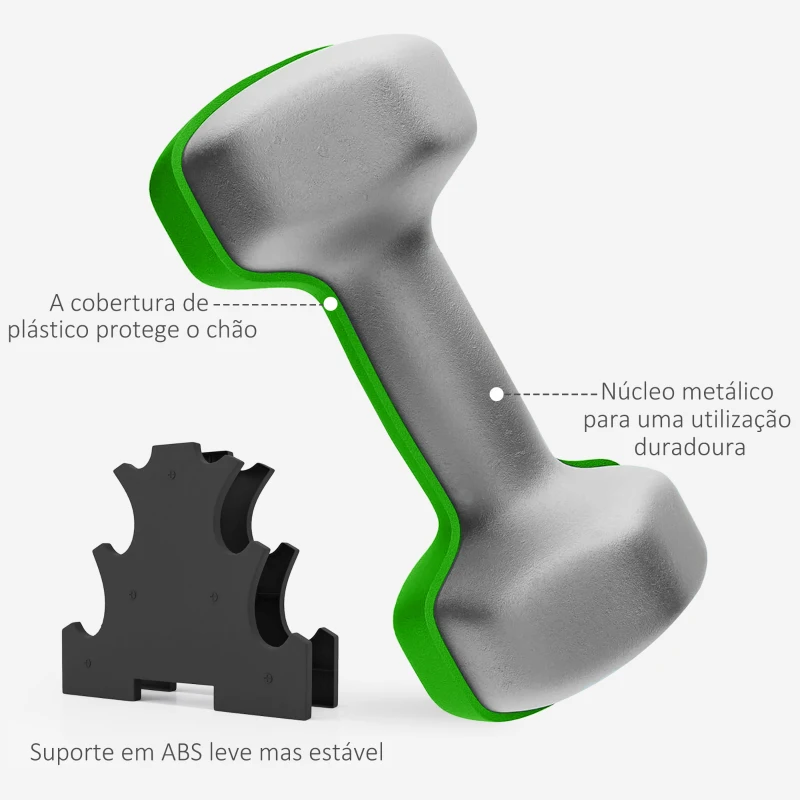 SPORTNOW Conjunto de Halteres Hexagonais 2x1 kg 2x2 kg 2x3 kg com Suporte de Armazenamento para Treino em Casa Multicolor