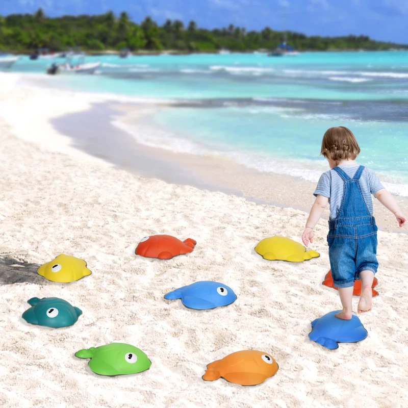 AIYAPLAY 9 Pcs Balance Stepping Stones Kids for Sensory with Non-slip Edge, Stackable Outdoor Indoor Obstacle Course