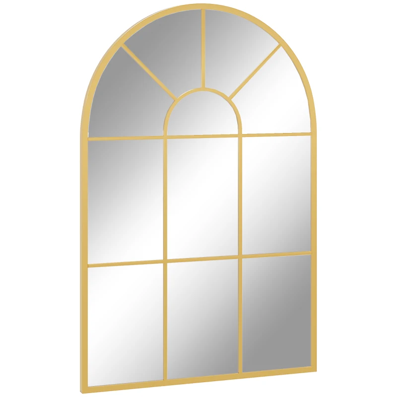 HOMCOM Espelho Decorativo de Parede 60x91 cm Espelho em Forma de Arco de Metal Estilo Moderno Dourado