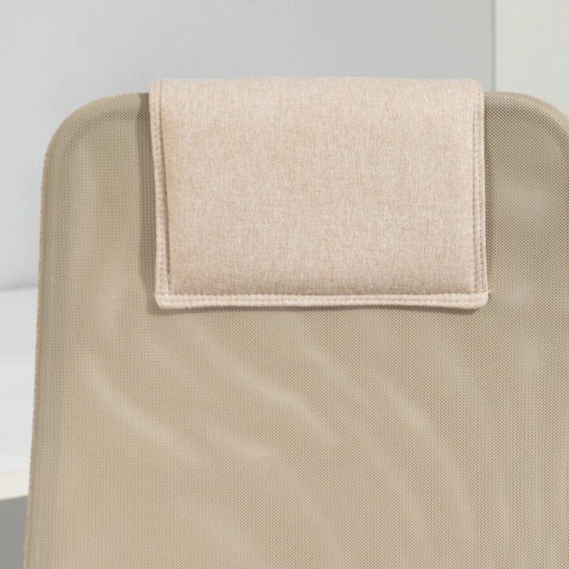 HOMCOM Scaun de Birou Ergonomic Rotativ cu Reclinare, Înălțime Reglabilă și Roți, 58x61x115-125 cm, Bej