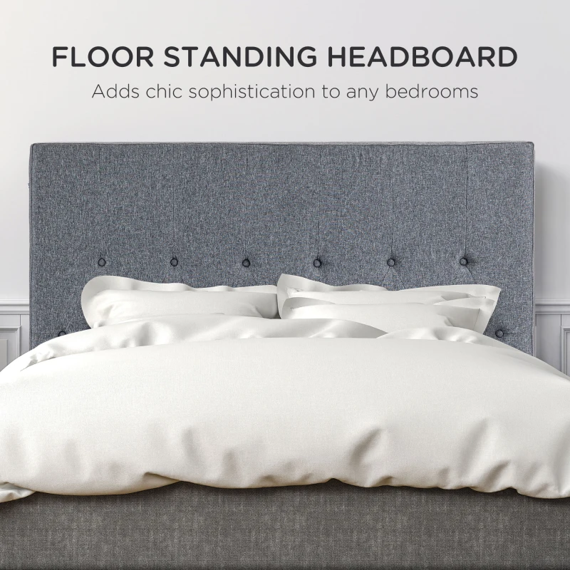 HOMCOM Testieră pentru Pat Matrimonial Trapuntată cu Butoane, și 2 Agățători, Capăt de Pat, 160x7x120 cm, Gri