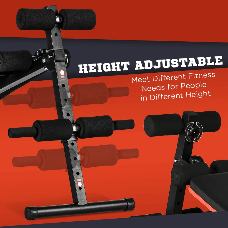 HOMCOM Bancă pentru Abdomene Pliabilă și Reglabilă, Bancă pentru Exerciții cu Spătar Reglabil, 47x139x51-69 cm, Negru