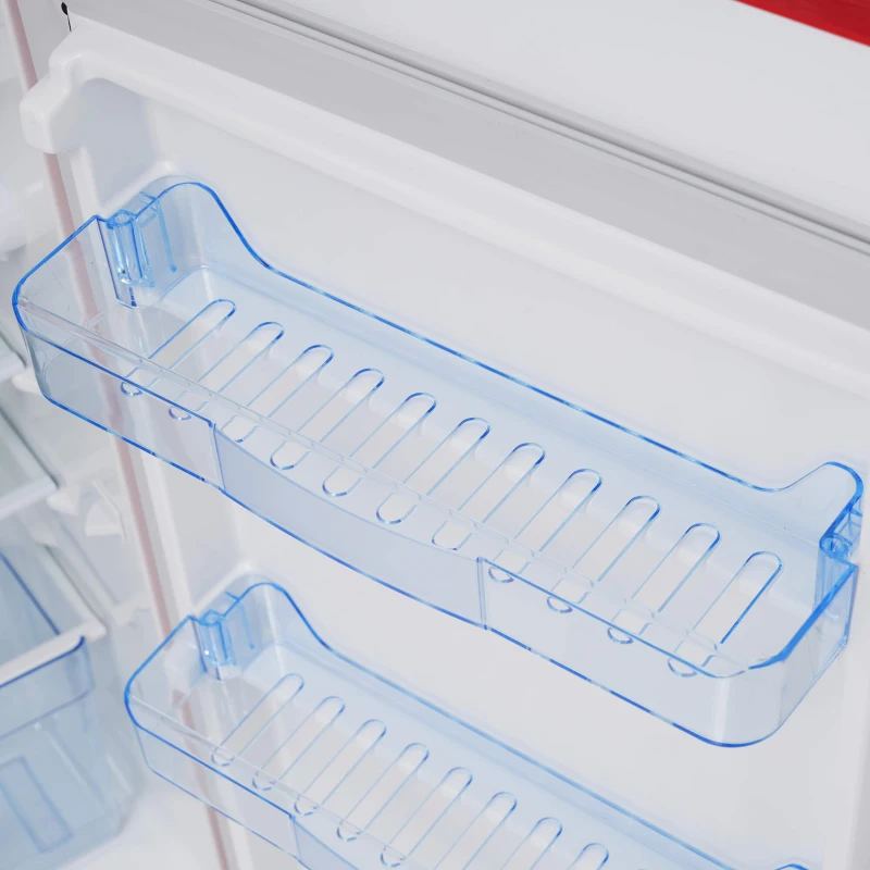 Frigo Portatile Monosportello da 91L con Mini Congelatore e Luce LED, 48x51x87.5 cm, Rosso