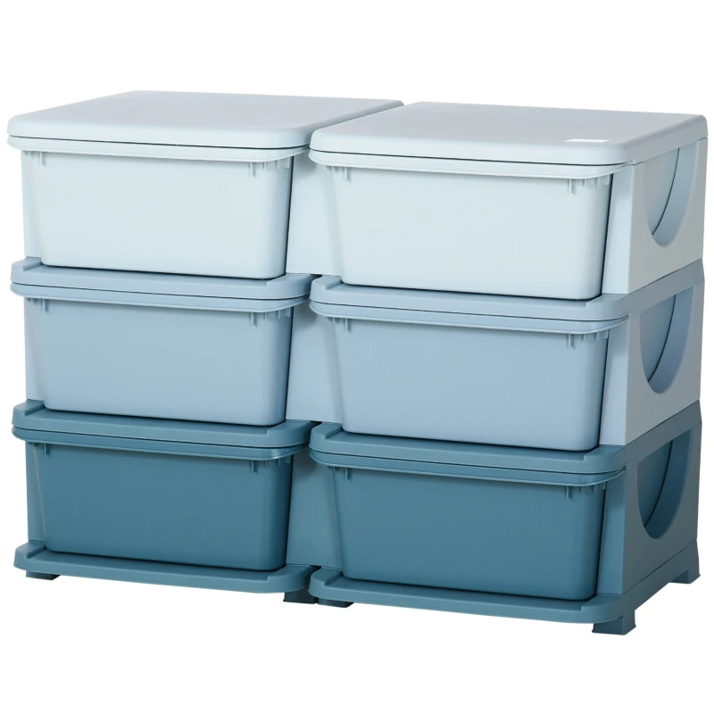 HOMCOM Kids Storage Unit, with Six Drawers - Blue