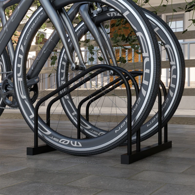 SPORTNOW Râtelier 2 vélos range-vélos support rangement vélo à pneu 61 mm dim. 50L x 34l x 27,5H cm acier noir