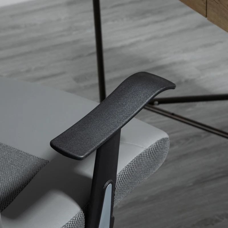 Vinsetto Ergonomiczne krzesło biurowe Biurowe krzesło obrotowe Wygodne i miękkie Szara sztuczna skóra Metalowa podstawa