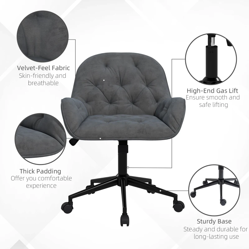 Vinsetto Ergonomiczny fotel wypoczynkowy z miękkim mechanizmem regulacji Ciemnoszary metaliczny aksamit