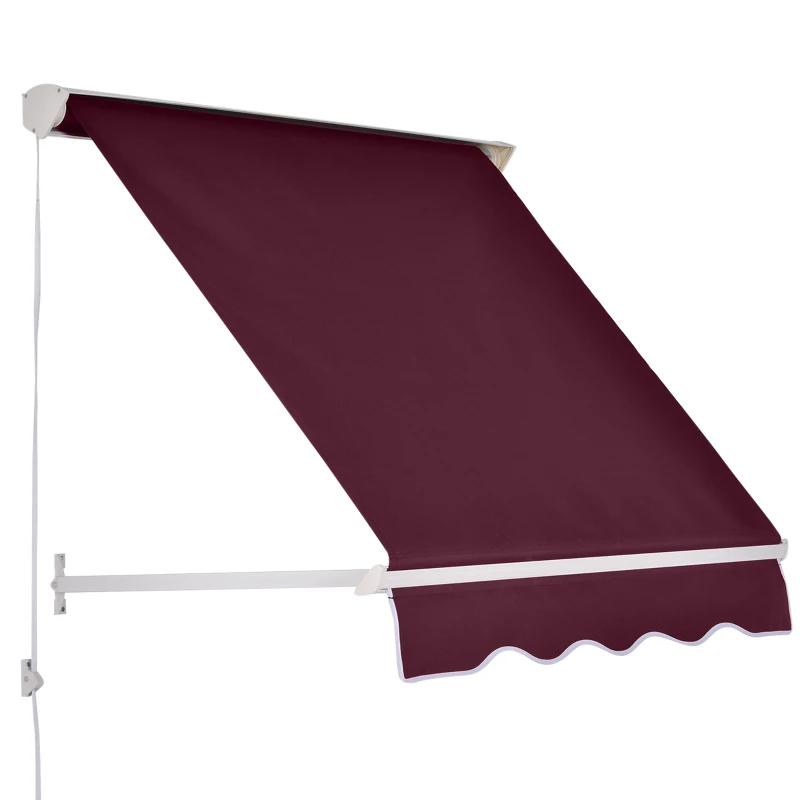 Outsunny Tenda da Sole a Caduta con Rullo Avvolgibile e Angolazione Regolabile 0-120°, 180×70cm, Rosso