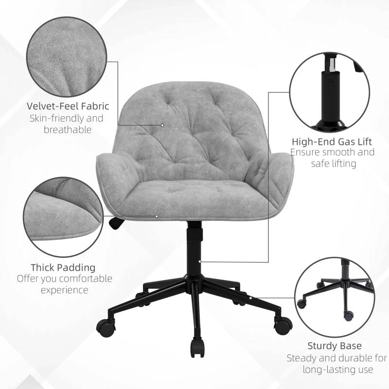 Vinsetto Ergonomiczny fotel wypoczynkowy z miękkim mechanizmem regulacji Jasnoszary metaliczny aksamit