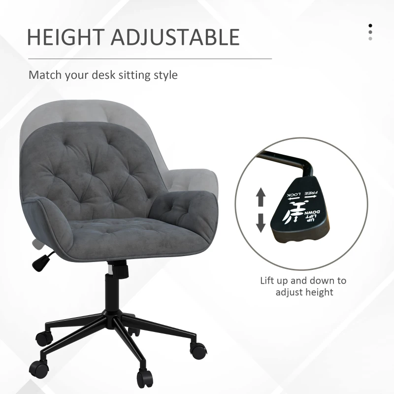 Vinsetto Ergonomiczny fotel wypoczynkowy z miękkim mechanizmem regulacji Ciemnoszary metaliczny aksamit