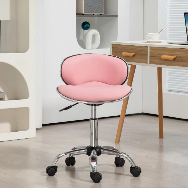 HOMCOM Adjustable Rolling Swivel Beauty Salon Chair, Stool for Spa, Pink