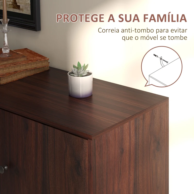 HOMCOM Aparador para Sala de Estar Aparador Buffet Moderno com 2 Portas e 3 Gavetas para Sala de Jantar 127x40x76 cm Marrom