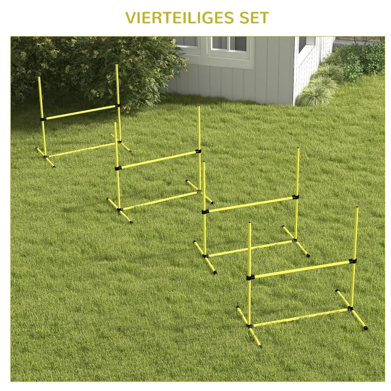 PawHut Honden Agility-Set, Hindernissen/Slalompalen/Grondstaven, Draagtas, Robuust, Geel
