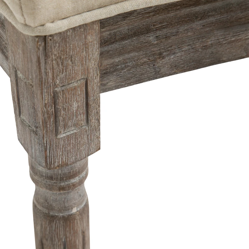 HOMCOM Dining Chairs Set of 2, French-Style Upholstered Kitchen Chairs with Padded Seats, Wood Frame and Round Back, Cream White