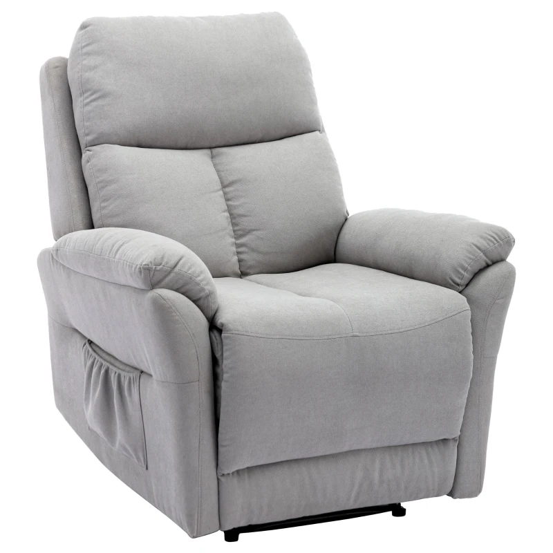 Fauteuil de Relaxation Inclinable Manuel avec Repose-pieds Extensible, Poche Latérale, en Tissu et Éponge, 82x92x99 cm, Gris