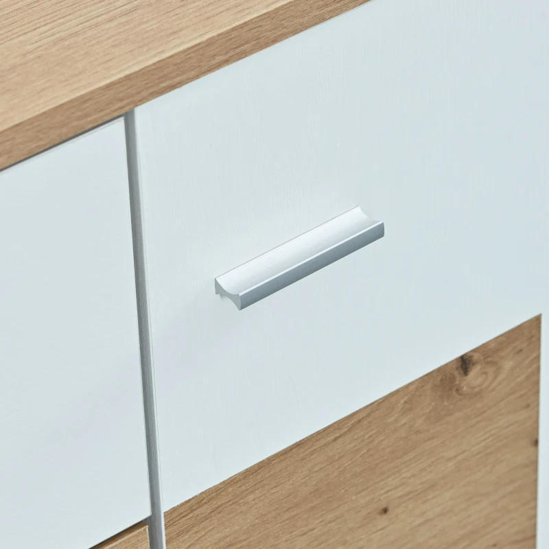 Sideboard weiß, Modernes Sideboard mit LED-Beleuchtung, 160 cm, Holzoptik