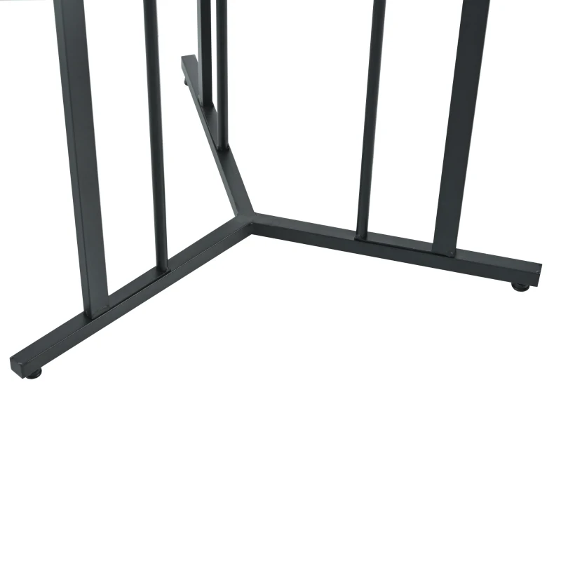 Modern Oblong Dining Room Tables with Adjustable Feet, Marble Pattern MDF Top, Kitchen Units with Metal Frame, 140x80x75 cm, White