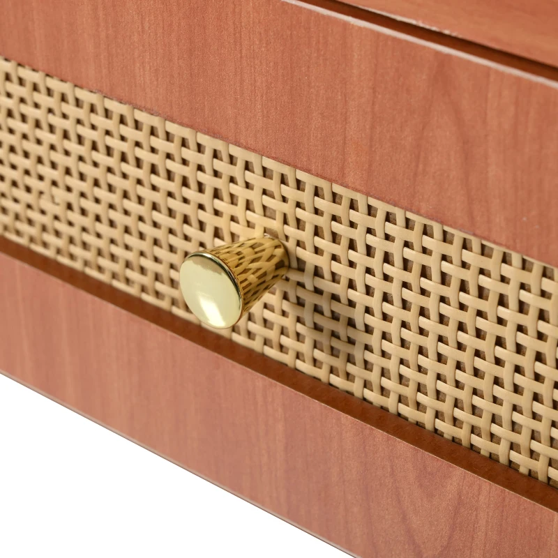 Schminktisch-Set mit LED-Beleuchtung, 360° drehbarer Spiegel, 8 Schubladen und flexiblem Stauraum, Walnuss