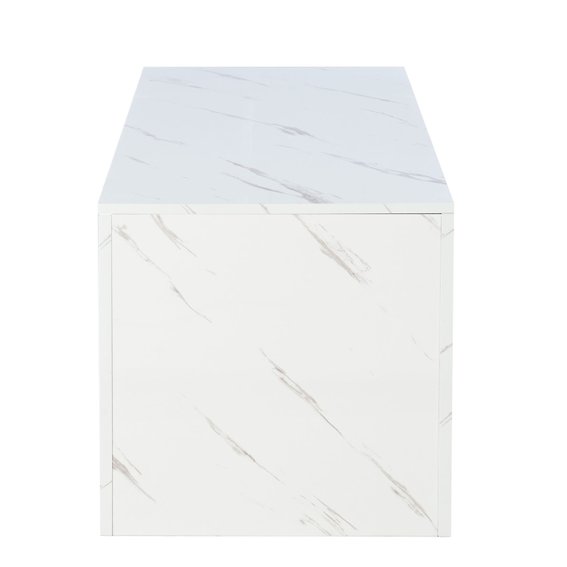 Table basse moderne relevable avec LED à 16 couleurs, télécommande et grand espace de rangement, 100x50x50 cm, Blanc