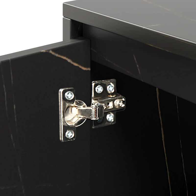 Grand Meuble TV Scandinave 200x35x60 cm pour TV jusqu'à 90 pouces avec 3 Portes et Design Moderne, Noir